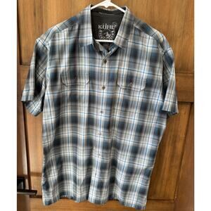 Kuhl Men's Large‎ Plaid Short Sleeve Shirt Button Up Top Gray Blue